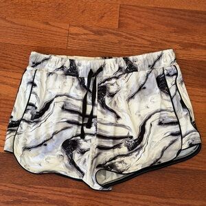 So Black Marbled high-rise Running Shorts